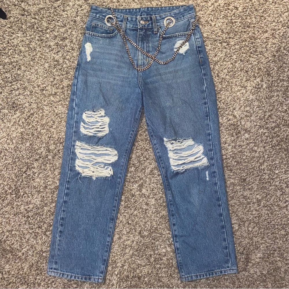 Carmar Denim ripped jeans with chains attached